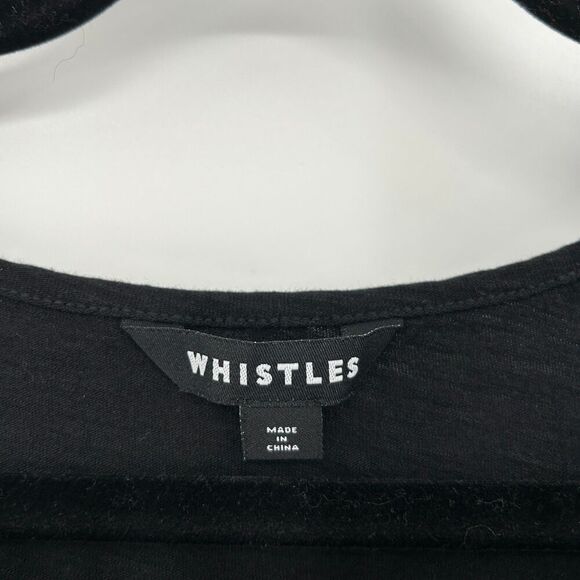 WHISTLES Women Black 100% Organic Cotton Cut Out Sleeveless Boxy Tank Top Medium - Picture 4 of 5